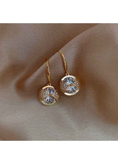 Golden jewelry,Geometric jewelry,Round Design Golden Geometric Alloy Earrings
