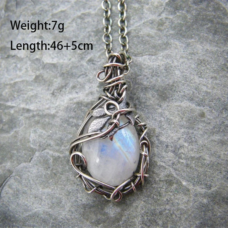 Silvery White jewelry,Plants jewelry,Geometric jewelry,Teardrop Silvery White Alloy Geometric Pendant Necklace