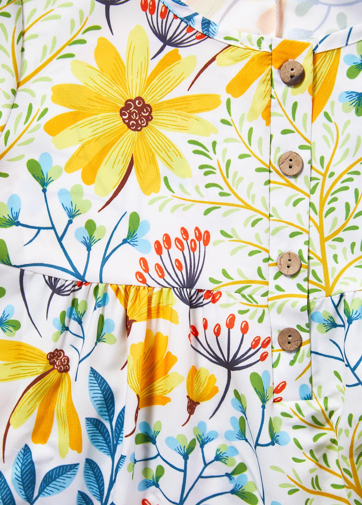 Yellow dresses,Floral dresses,Plants dresses,Vacation dresses,Vacation dresses,Pocket Floral Print Yellow A Line Round Neck Dress