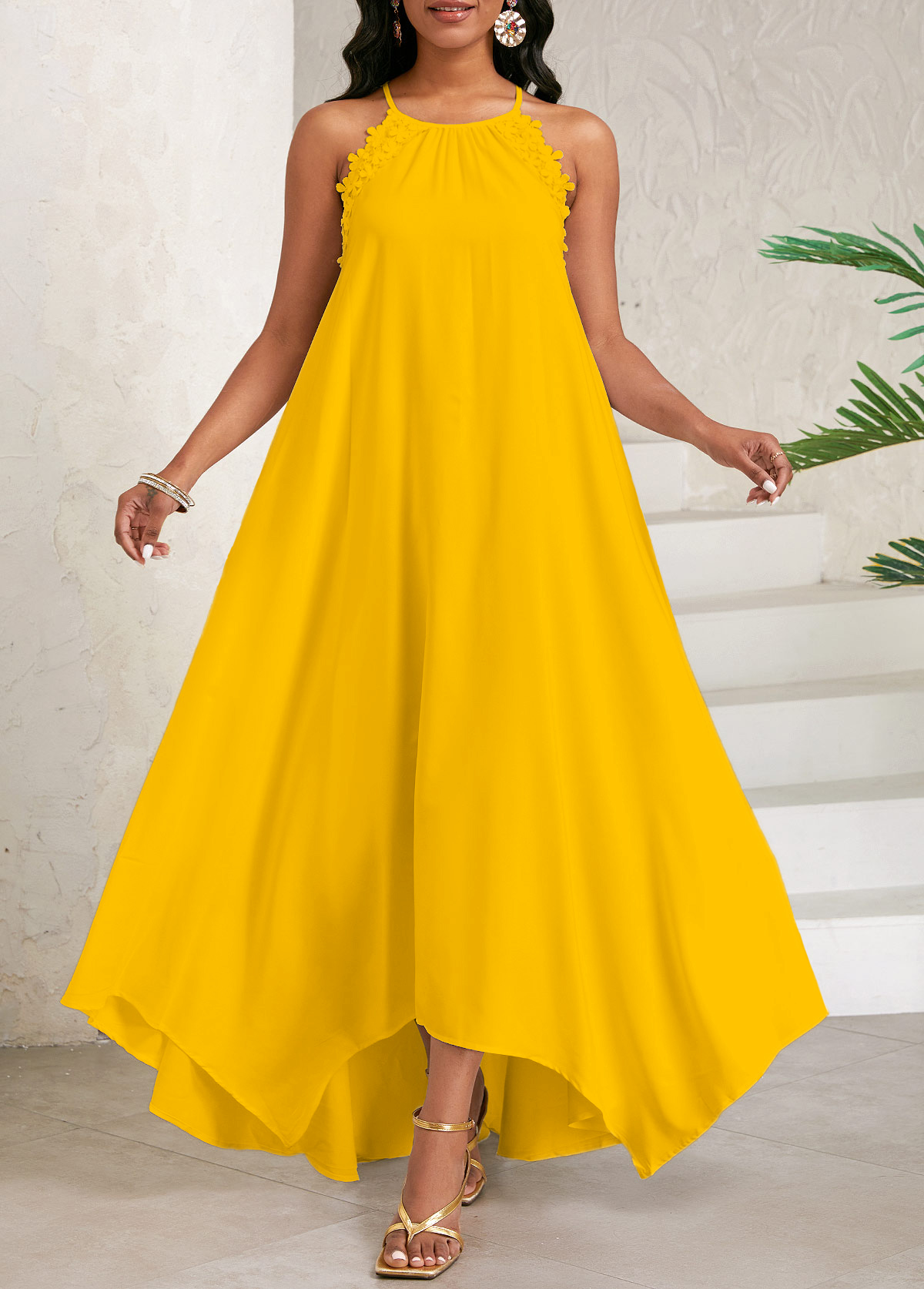 Ginger dresses,Plain Color dresses,Party dresses,Elegant dresses,Lace Ginger Maxi A Line Round Neck Sleeveless Dress