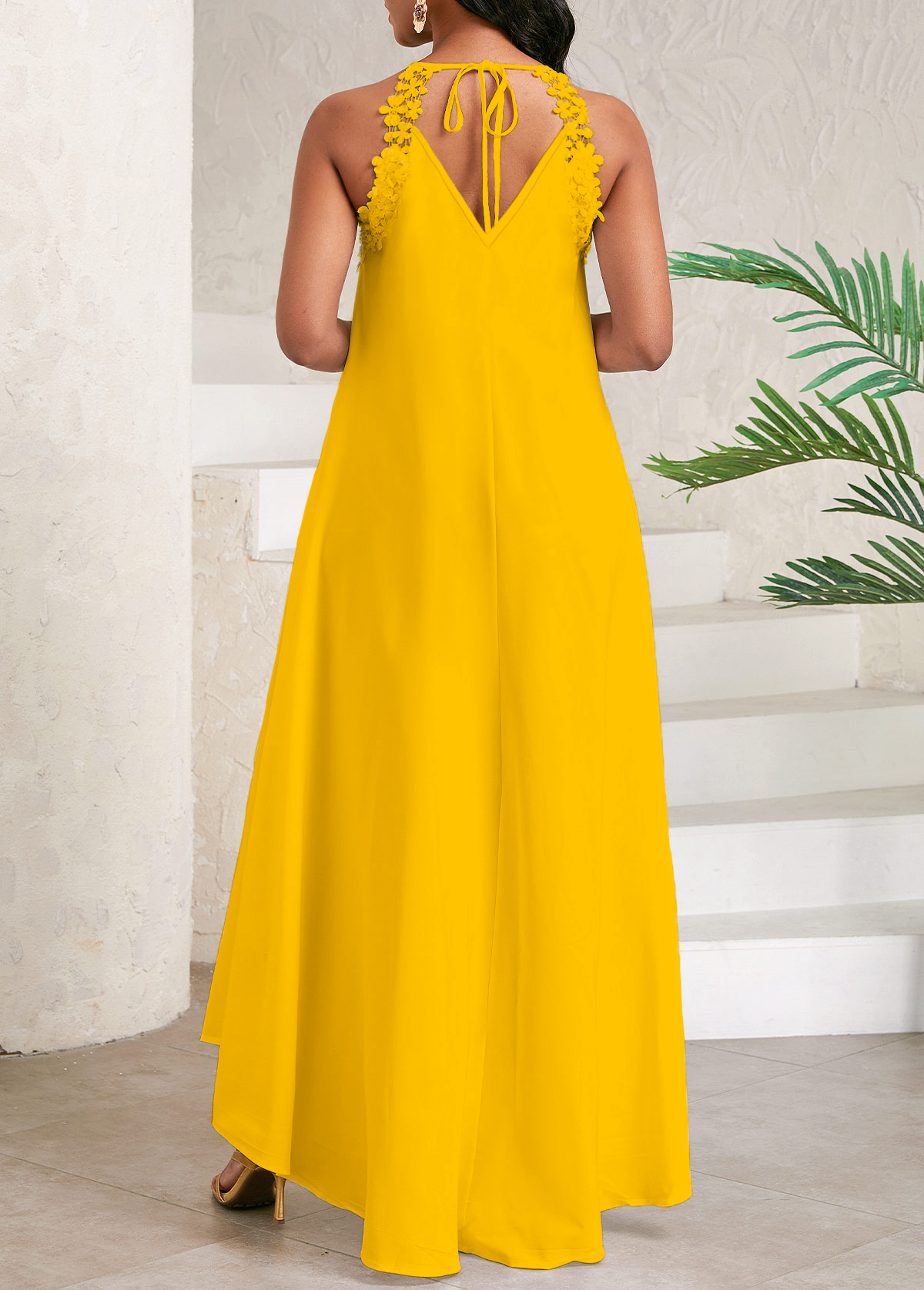Ginger dresses,Plain Color dresses,Party dresses,Elegant dresses,Lace Ginger Maxi A Line Round Neck Sleeveless Dress