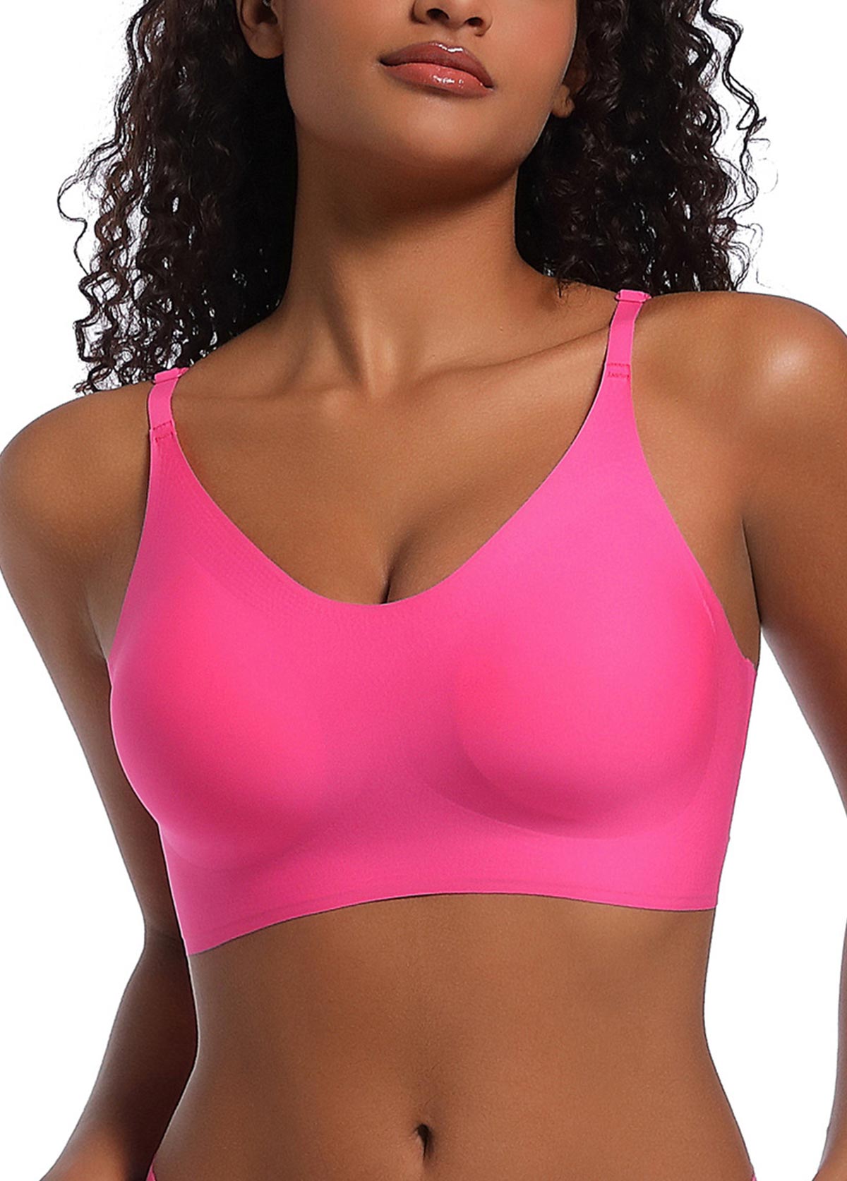 Neon Rose Red intimates,Plain Color intimates,Push-up Neon Rose Red Scoop Bra
