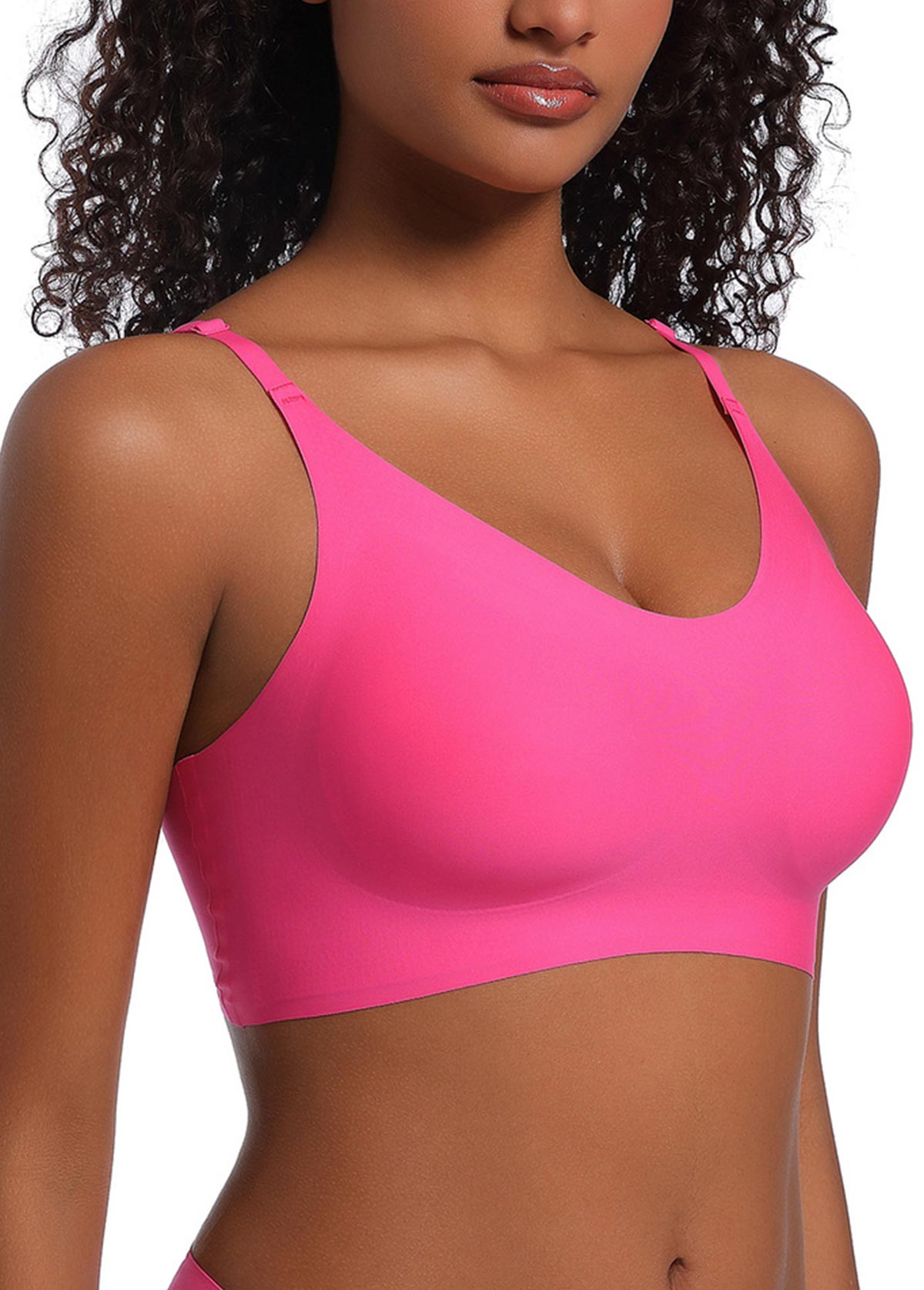 Neon Rose Red intimates,Plain Color intimates,Push-up Neon Rose Red Scoop Bra