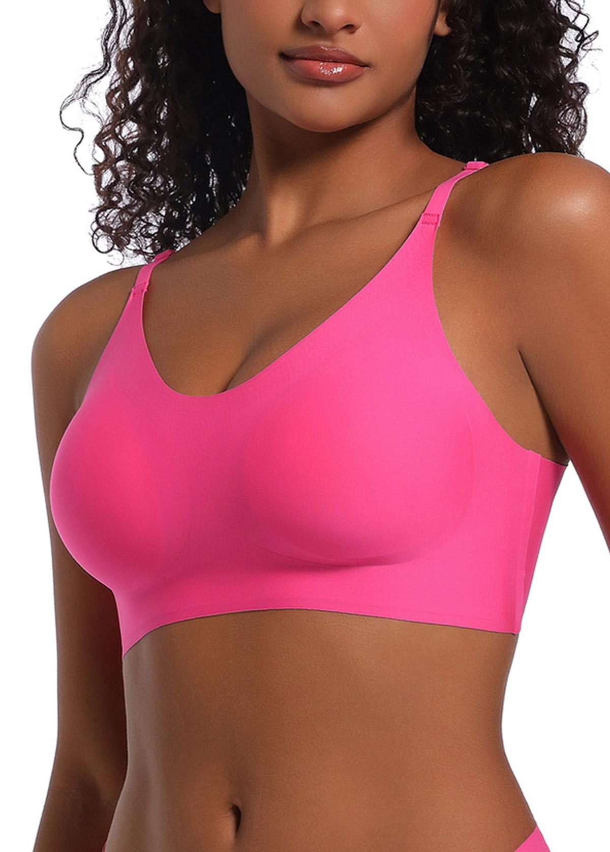 Neon Rose Red intimates,Plain Color intimates,Push-up Neon Rose Red Scoop Bra