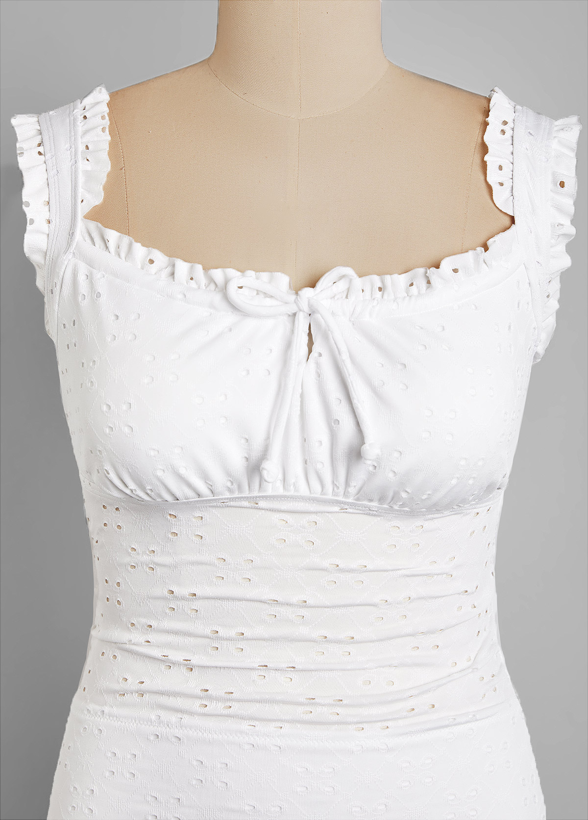 White swimwear,Plain Color swimwear,ROTITA Ruched Bandeau White One Piece Swimwear