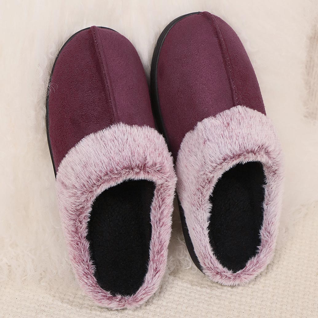 Dark Reddish Purple shoes,Contrast Color shoes,Dark Reddish Purple Falt Closed Toe Slippers
