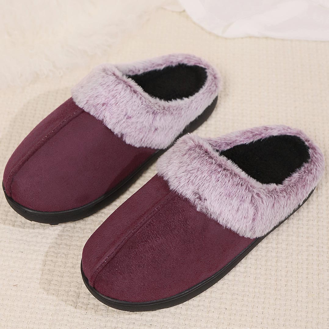 Dark Reddish Purple shoes,Contrast Color shoes,Dark Reddish Purple Falt Closed Toe Slippers