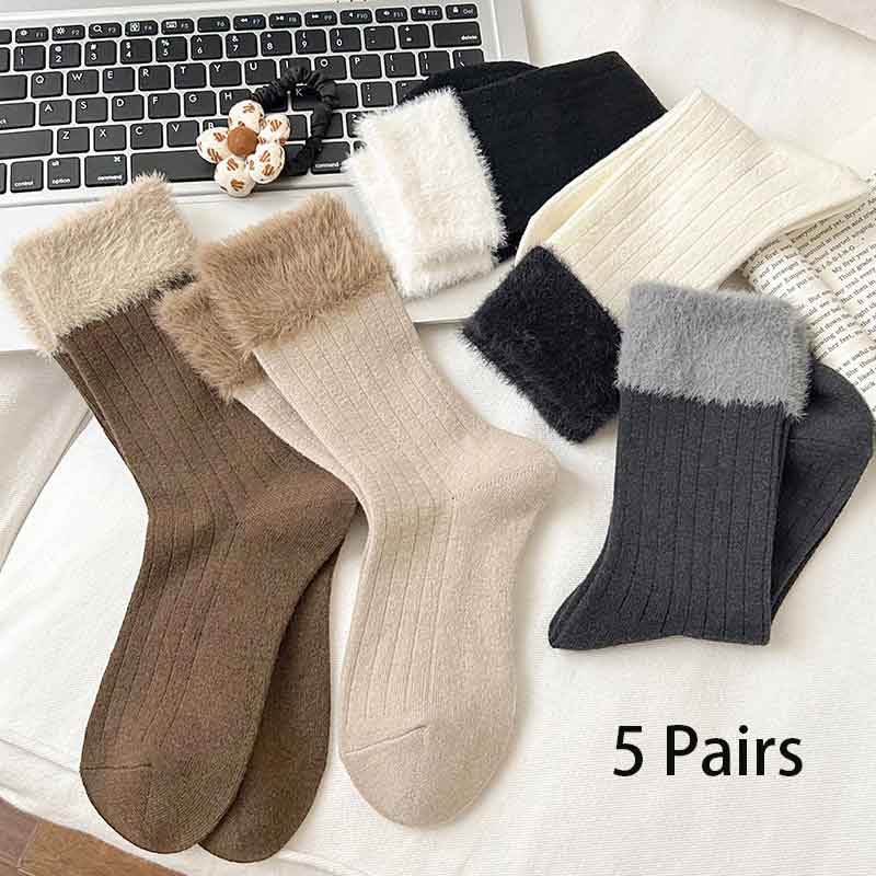 Multi Color accessories,Contrast Color accessories,Multi Color Polyester Detail Mid Calf Socks