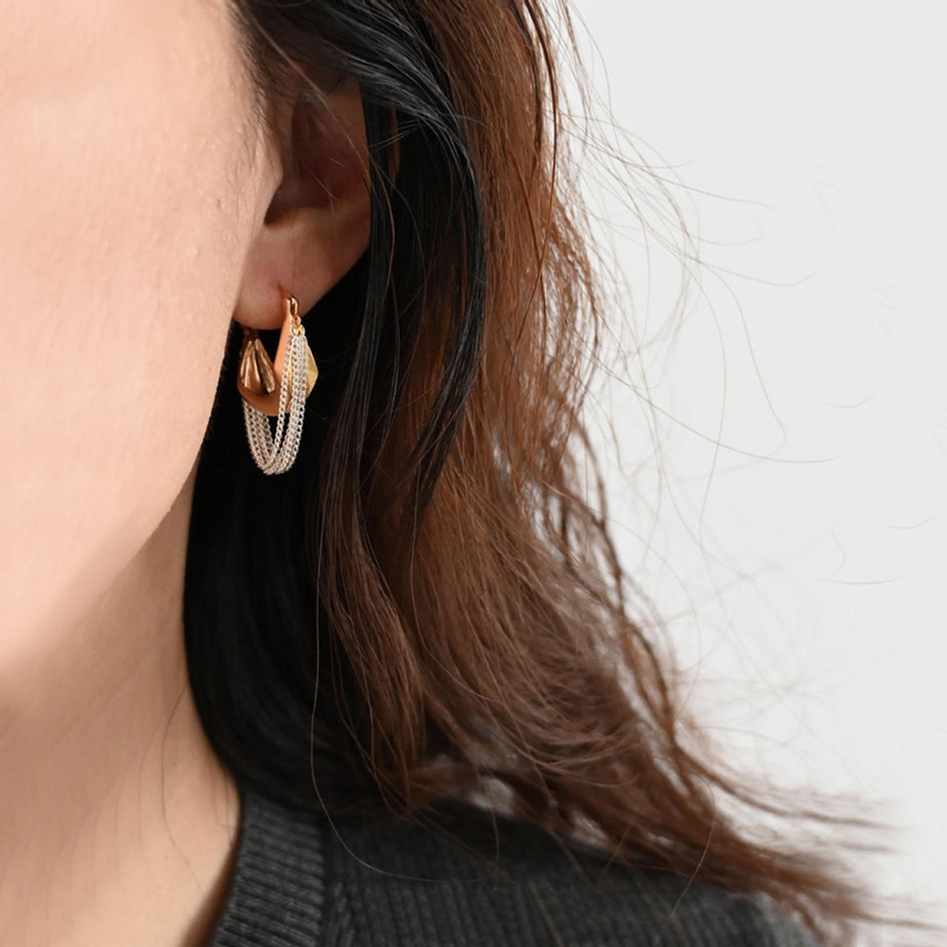 Golden Chain Tassel Design Alloy Earrings