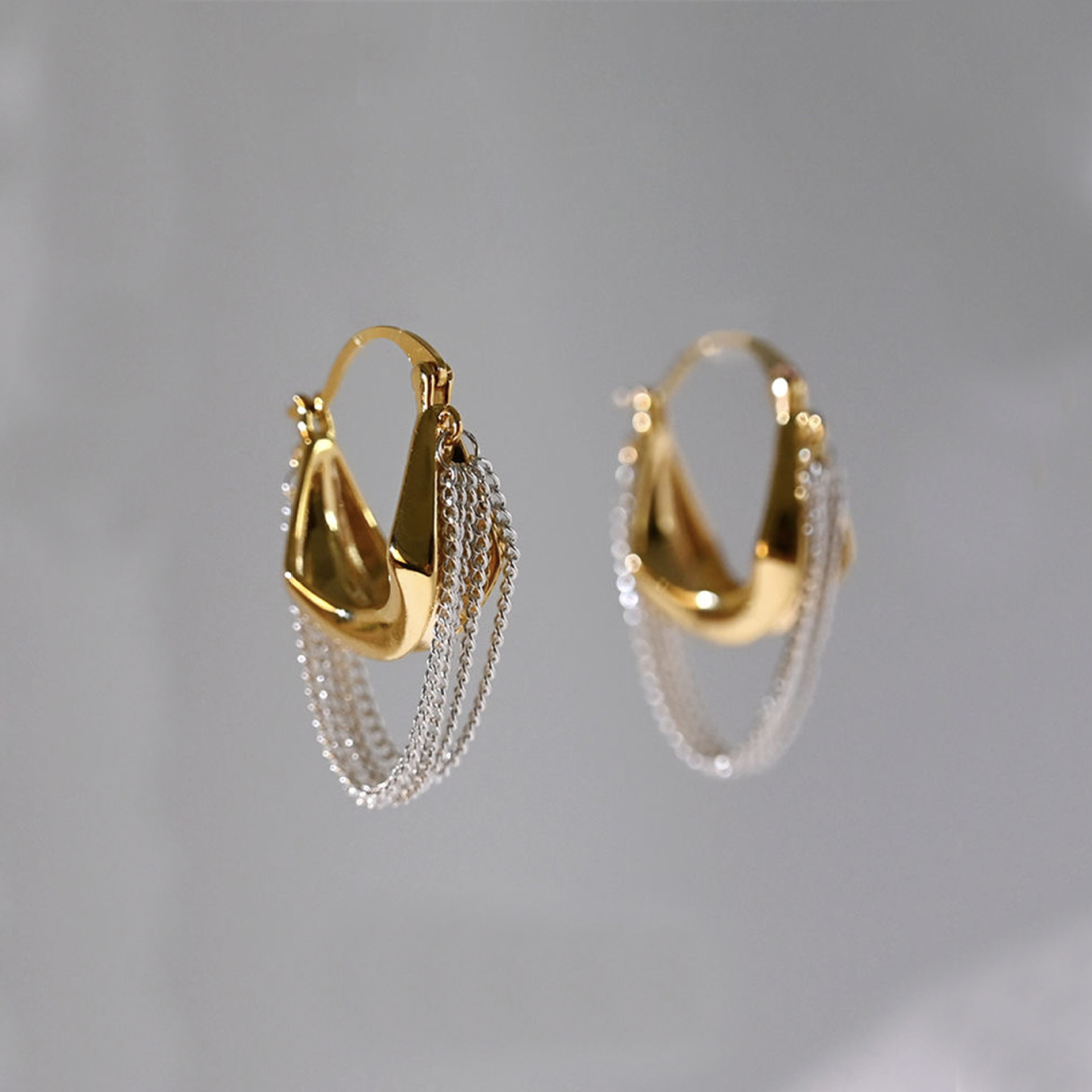 Golden Chain Tassel Design Alloy Earrings