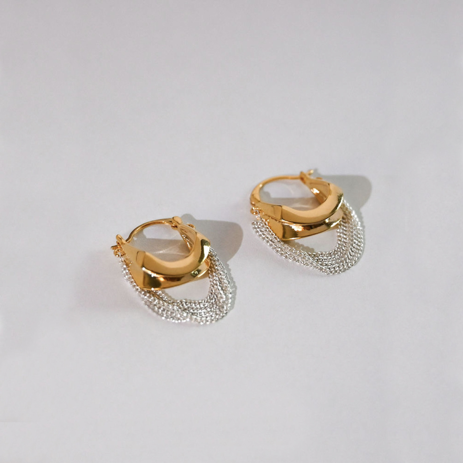 Golden Chain Tassel Design Alloy Earrings