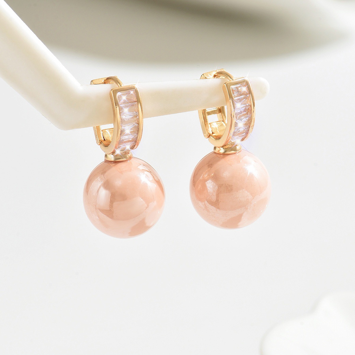 Dusty Pink jewelry,Geometric jewelry,Dusty Pink Alloy Round Design Earrings
