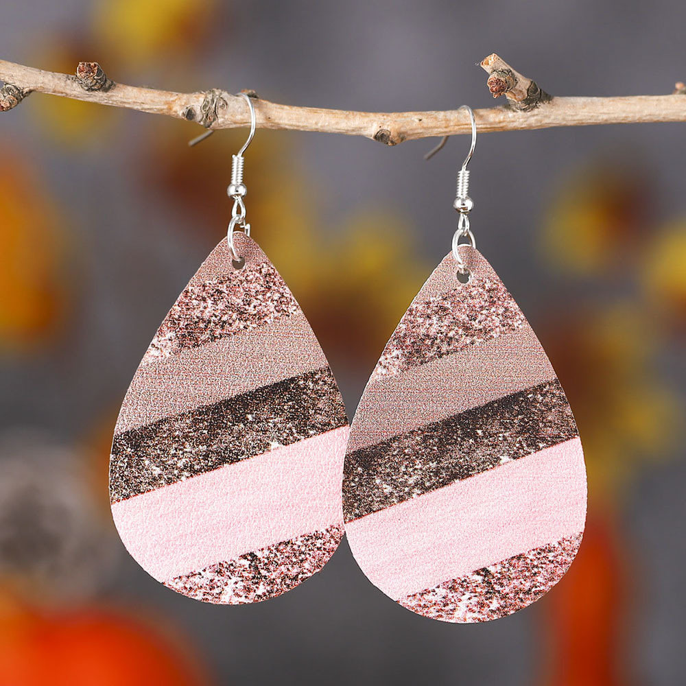 Droplet Light Pink Faux Leather Earrings
