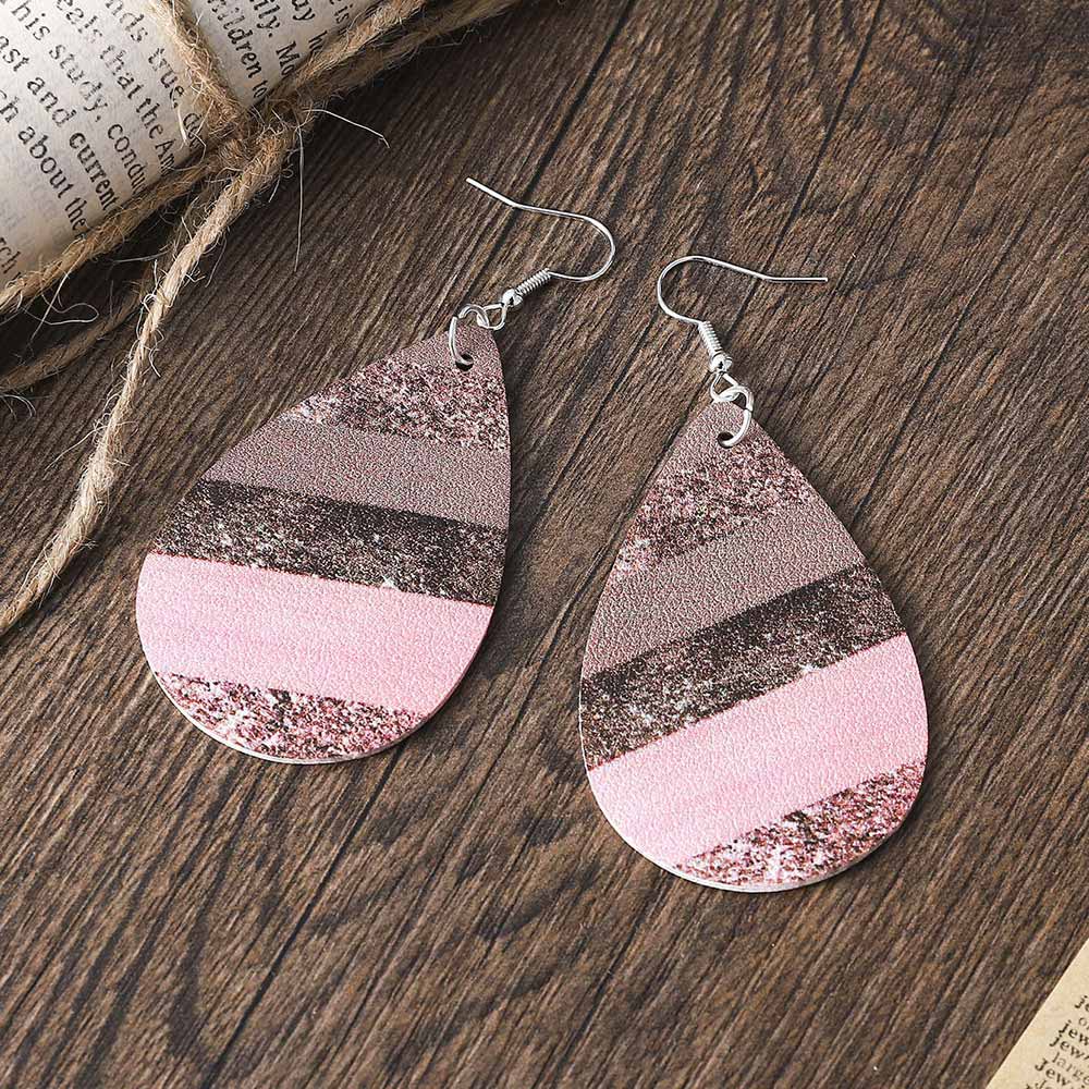 Droplet Light Pink Faux Leather Earrings
