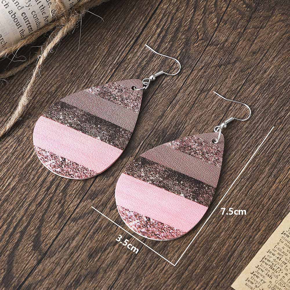 Droplet Light Pink Faux Leather Earrings