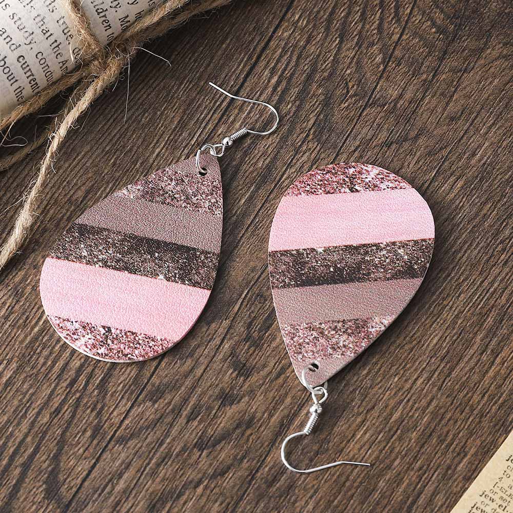 Droplet Light Pink Faux Leather Earrings