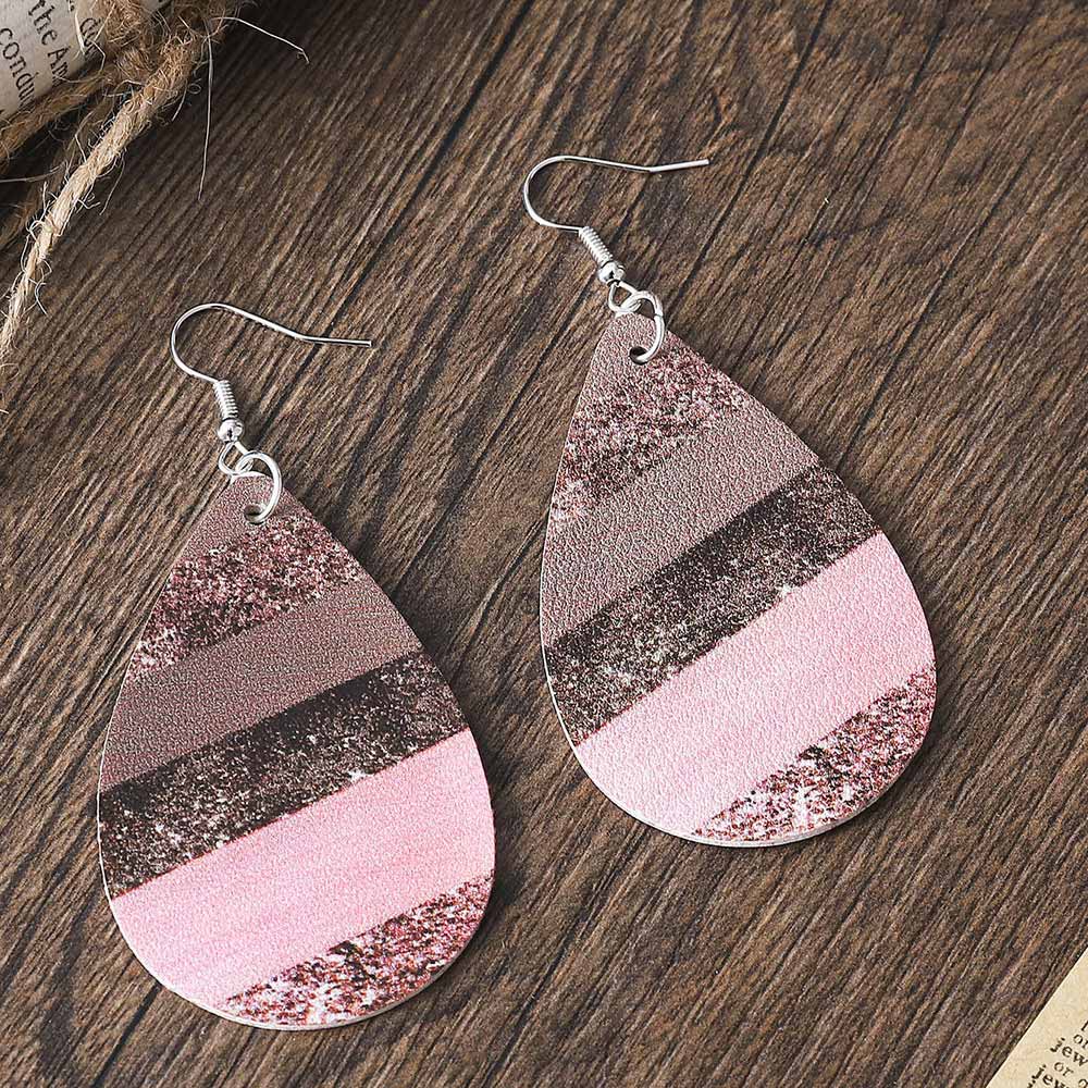 Droplet Light Pink Faux Leather Earrings