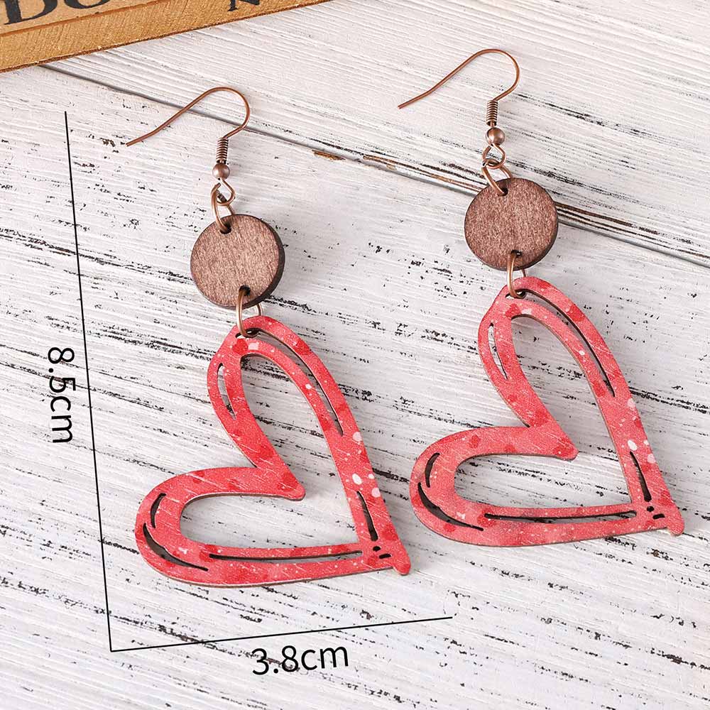 Coral jewelry,Heart jewelry,Heart Design Hollow Coral Wood Earrings