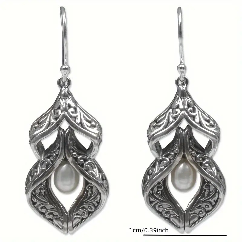 Silver jewelry,Alloy Detail Geometric Pearl Silver Earrings