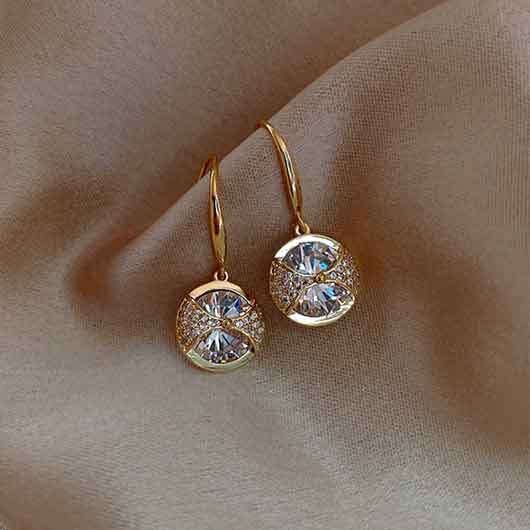 Golden jewelry,Geometric jewelry,Round Design Golden Geometric Alloy Earrings