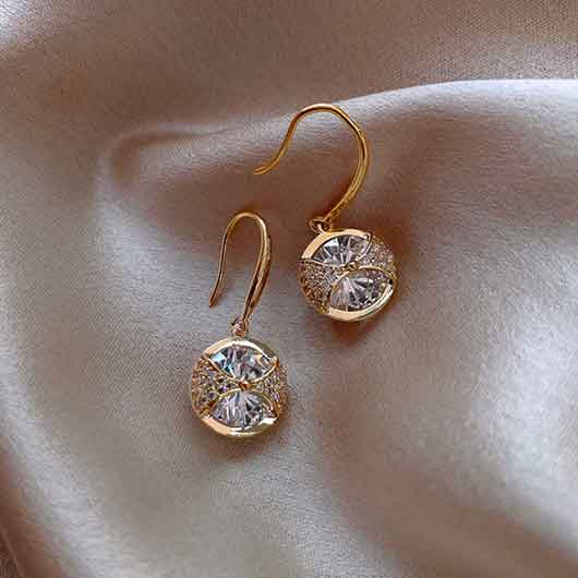 Golden jewelry,Geometric jewelry,Round Design Golden Geometric Alloy Earrings