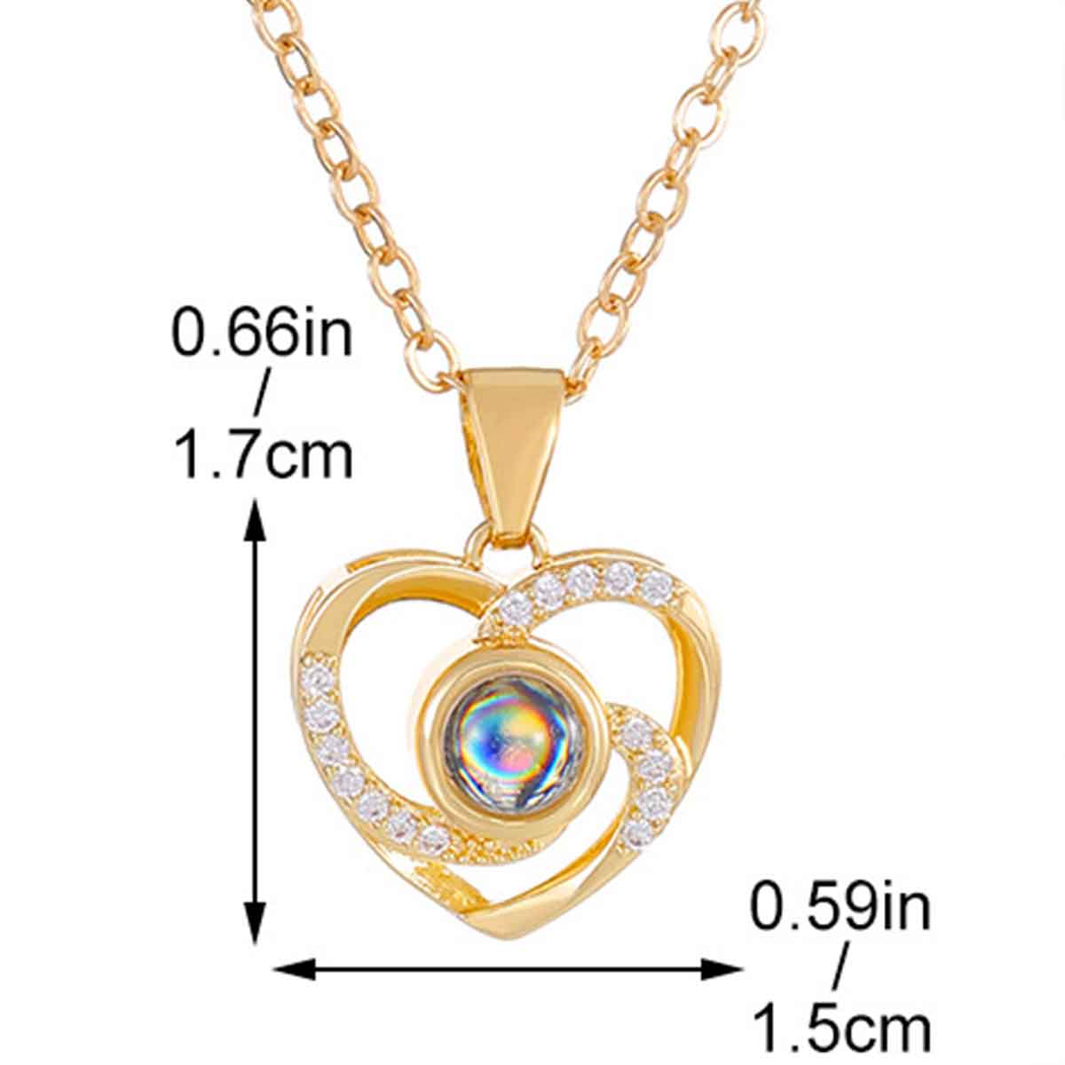 Golden jewelry,Heart jewelry,Heart Design Golden Alloy Rhinestones Necklace
