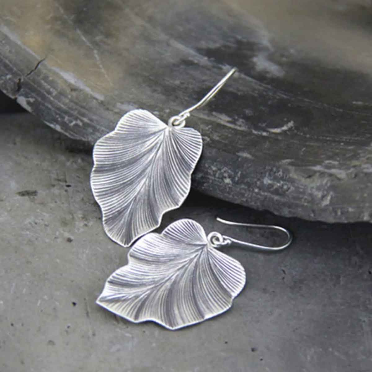 Silver jewelry,Plants jewelry,Leaf Design Silver Alloy Plant Earrings
