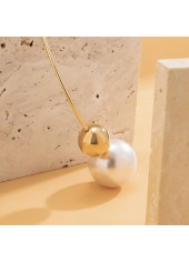 Gold jewelry,Metal Gold Asymmetrical Pearl Design Necklace