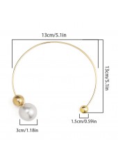 Gold jewelry,Metal Gold Asymmetrical Pearl Design Necklace