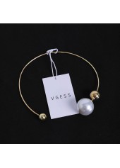 Gold jewelry,Metal Gold Asymmetrical Pearl Design Necklace