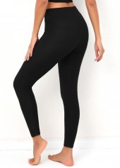 Black bottoms,Plain Color bottoms,Fleece Thickening Elastic Waist Black Leggings