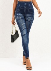 Denim Blue bottoms,Other bottoms,Denim Blue High Waisted Elastic Waist Leggings