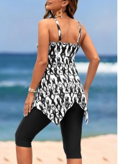 Black swimwear,Other swimwear,ROTITA Handkerchief Hem Black High Waisted Tankini Set