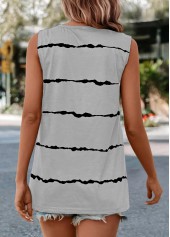 Grey tops,Striped tops,ROTITA Striped Grey V Neck Tank Top