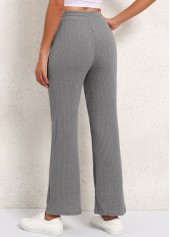 Grey bottoms,Plain Color bottoms,Grey Elastic Waist High Waisted Pants