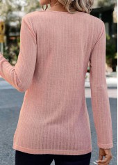Dusty Pink tops,Plain Color tops,ROTITA Lace Dusty Pink Square Neck Long Sleeve Blouse