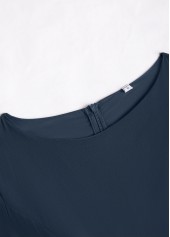 Peacock Blue jumpsuits&rompers,Plain Color jumpsuits&rompers,ROTITA Patchwork Peacock Blue Long Scoop Neck Jumpsuit