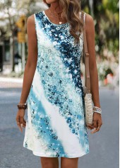 rotita ombre bleu clair robe droite courte sans manches à col rond