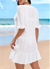 White swimwear,Plain Color swimwear,Lightweight Button Up White Cover Up