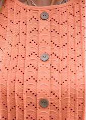 Orange tops,Plain Color tops,Tuck Stitch Orange Round Neck Short Sleeve T Shirt