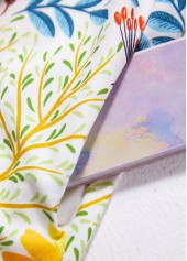 Yellow dresses,Floral dresses,Plants dresses,Vacation dresses,Vacation dresses,Pocket Floral Print Yellow A Line Round Neck Dress