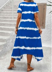 Sky Blue dresses,White dresses,Tie Dye dresses,Vacation dresses,Vacation dresses,Pocket Tie Dye Print Sky Blue A Line Dress