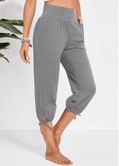 Pocket Jogger Elastic Waist High Waisted Dark Grey Pants