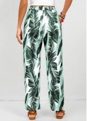 Green bottoms,Tribal bottoms,Ombre bottoms,Pocket Feathers Print Green Elastic Waist High Waisted Pants