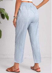 Dusty Blue bottoms,Geometric bottoms,Double Side Pockets Geometric Print Dusty Blue Pants