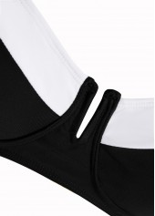 Black swimwear,Contrast Color swimwear,ROTITA Patchwork Square Neck Black Bikini Set