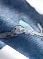 Denim Blue swimwear,Floral swimwear,Plants swimwear,ROTITA Tie Denim Blue Floral Print One Piece Swimdress