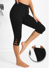 Legging capri noir taille haute taille élastique