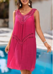 Black swimwear,Plain Color swimwear,V Neck Patchwork Black Cover Up