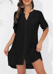 Black swimwear,Plain Color swimwear,Button Black Cover Up